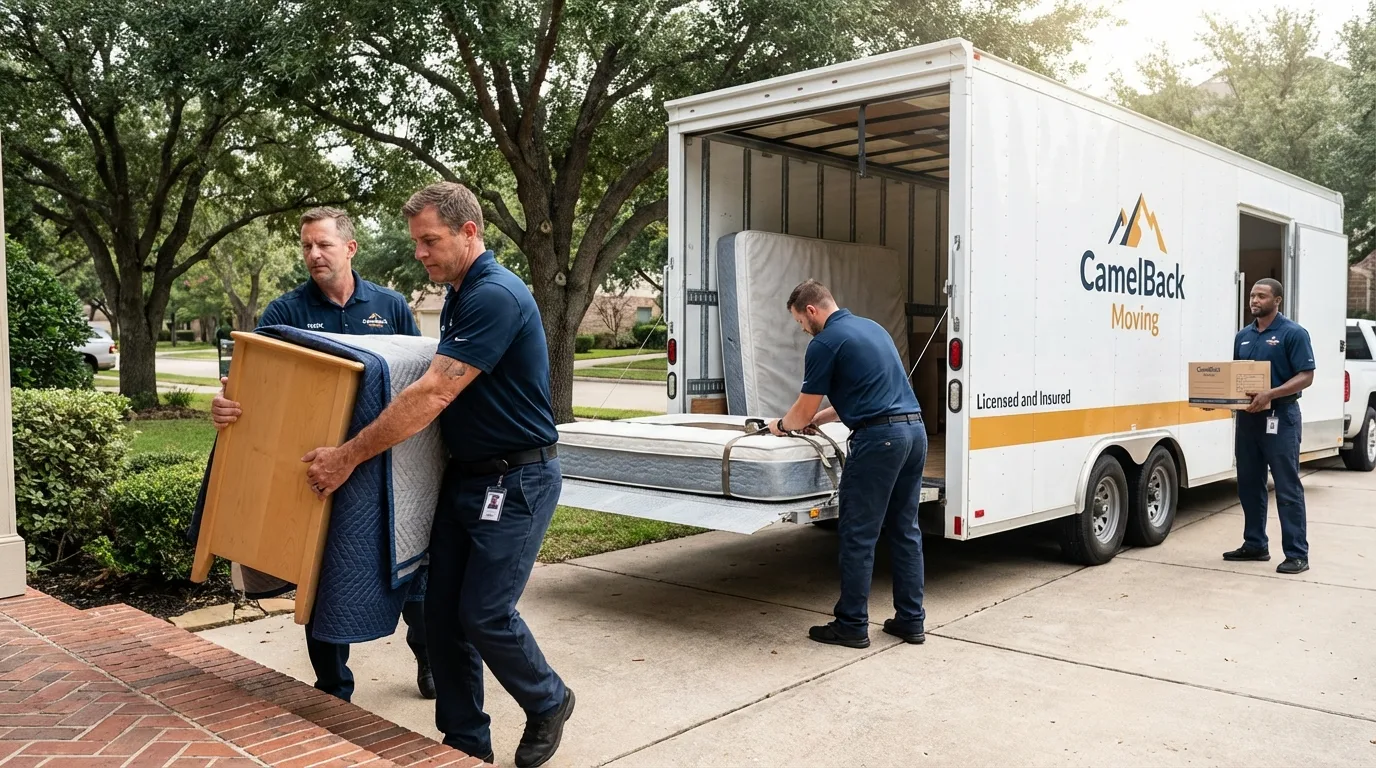 Crew loading residential truck for cross-state move from Wilbraham, MA